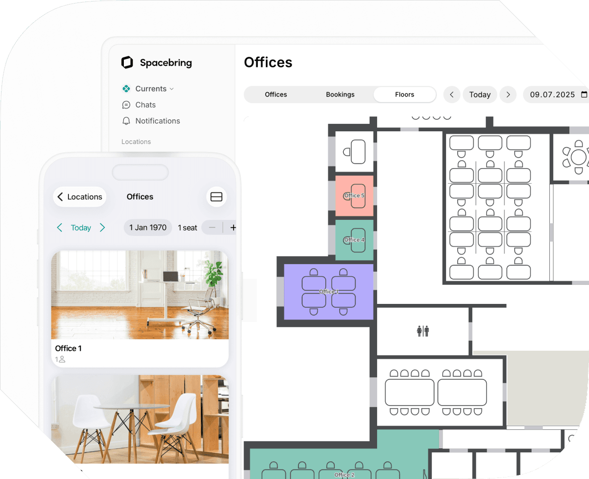 Office availability on Spacebring coworking space management platform