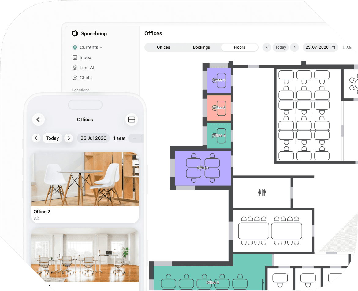 Office availability on Spacebring coworking space management platform