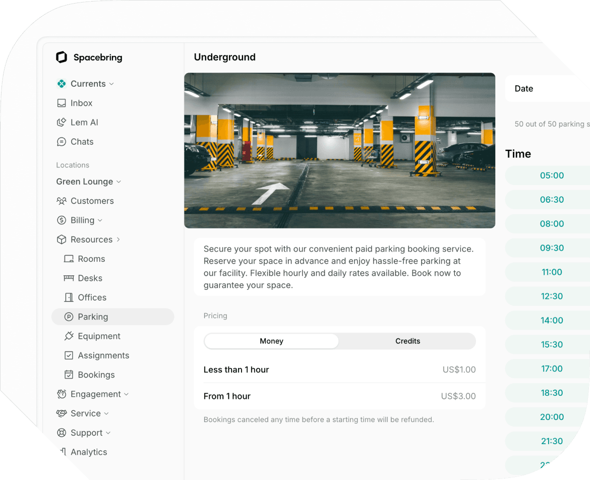 Parking Management for Shared Coworking Spaces with Spacebring