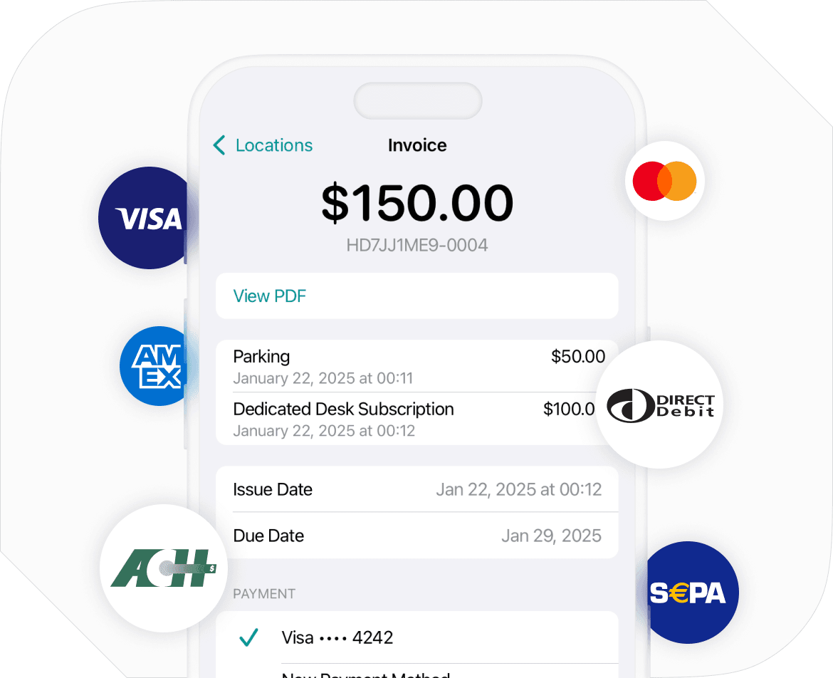 Auto-pay feature on Spacebring coworking space management platform