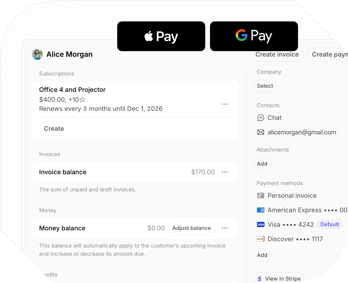 Payments on Spacebring coworking space management software