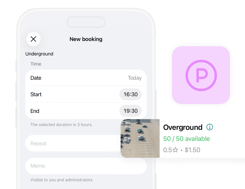 Seamless parking booking experience at Spacebring coworking space management software