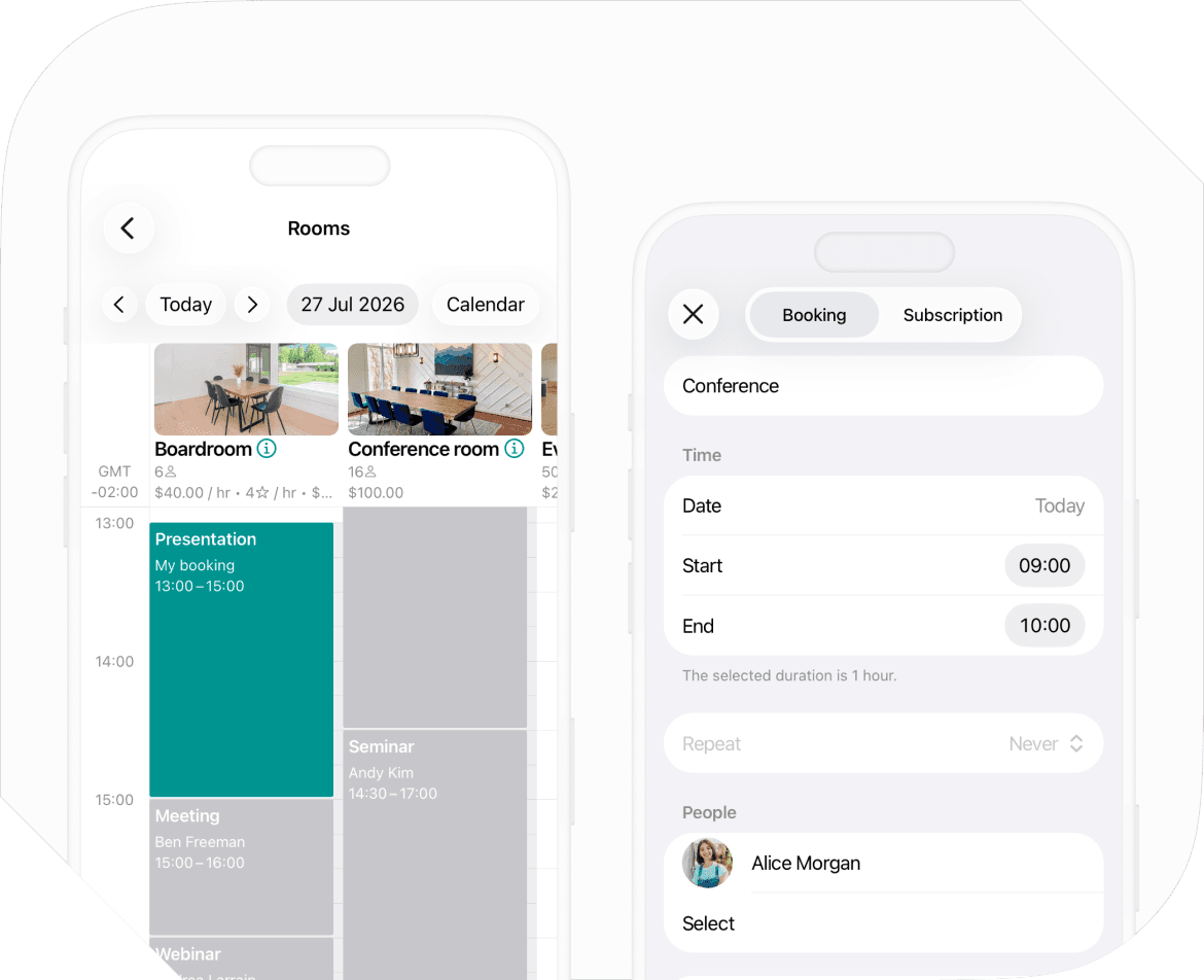 Spacebring's meeting room booking calendar