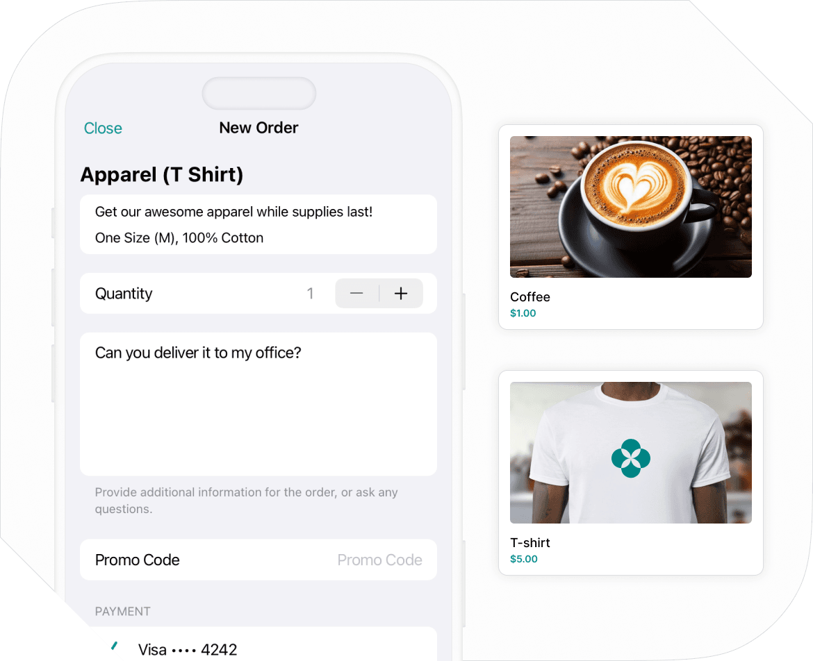 Easy payments for products on Spacebring coworking space management software