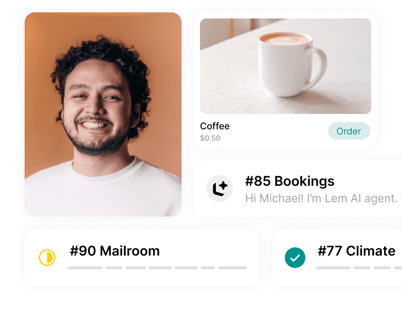 Parts of the admin dashboard showing the mailroom, customer requests and the shop option.