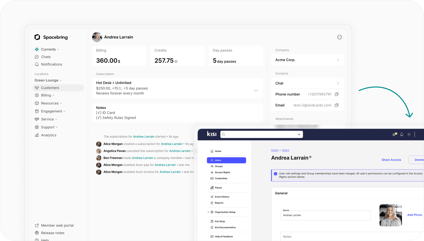 Spacebring - Kisi integration