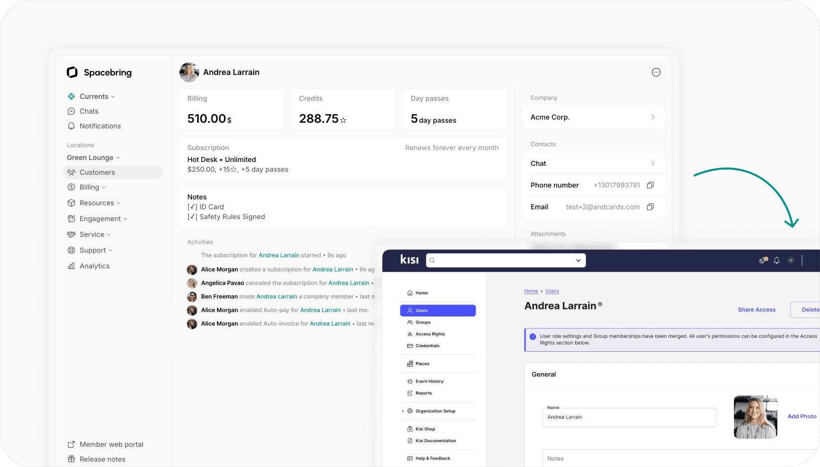 Spacebring - Kisi integration