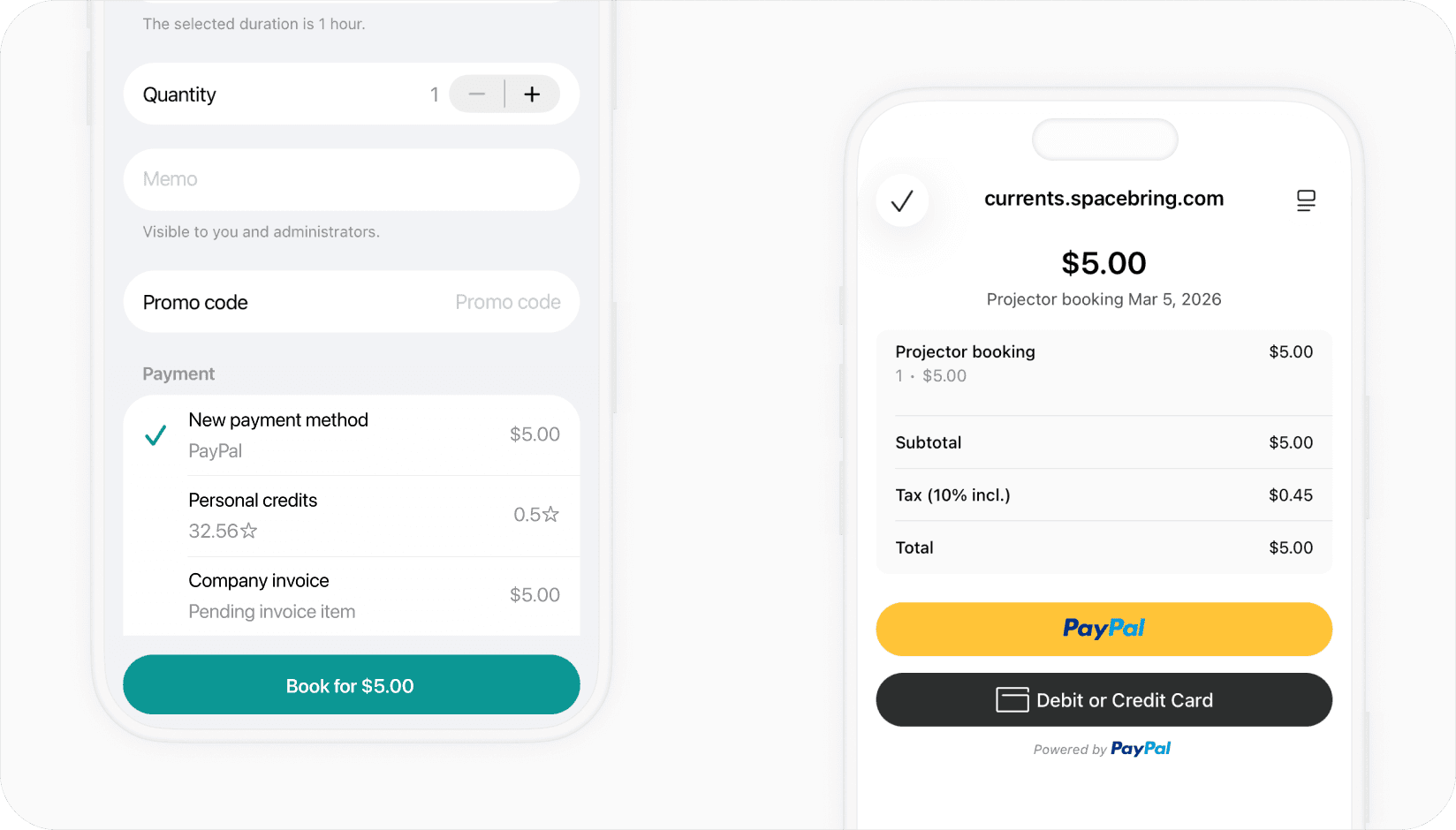 Spacebring - PayPal integration