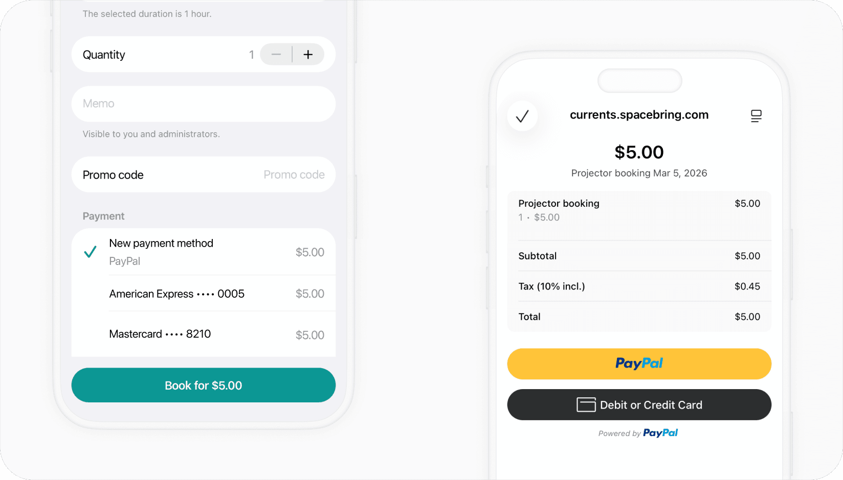 Spacebring - PayPal integration
