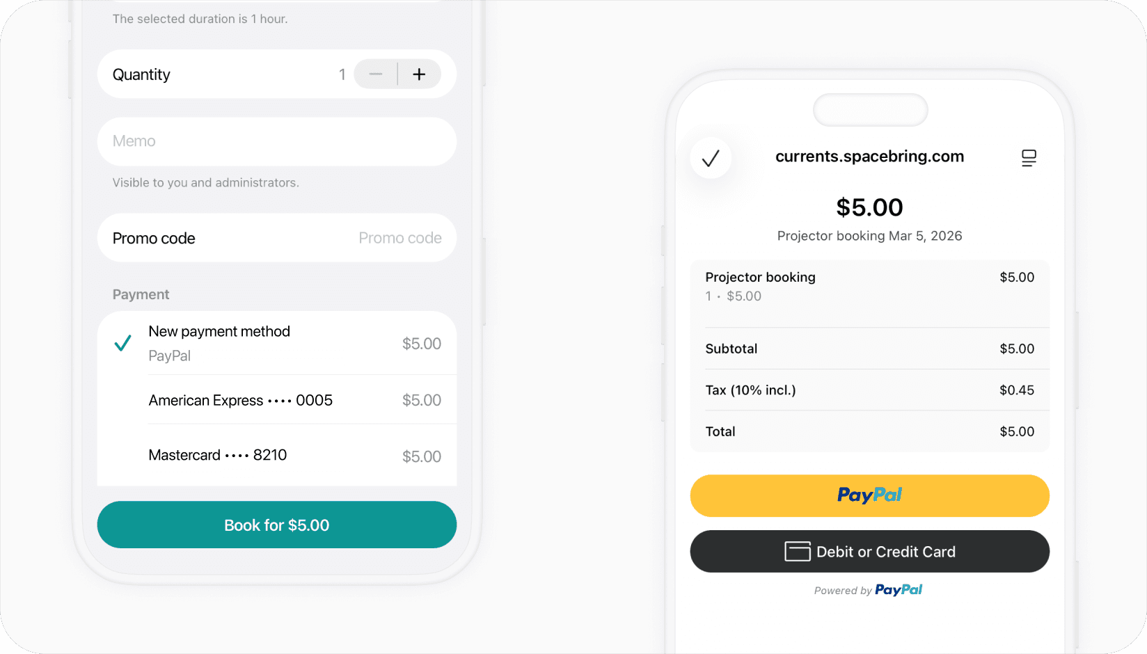 Spacebring - PayPal integration