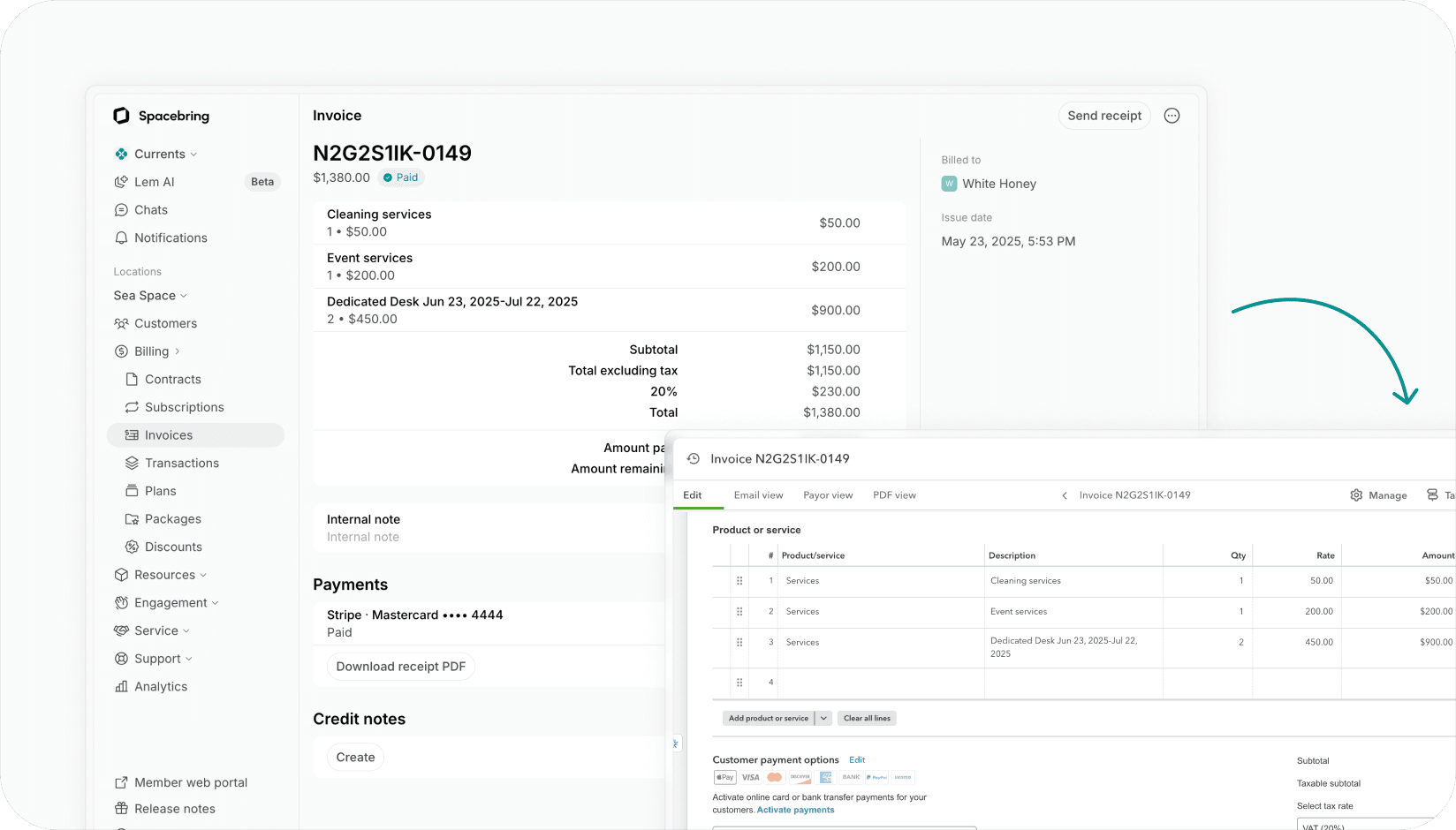 Spacebring - QuickBooks Online integration