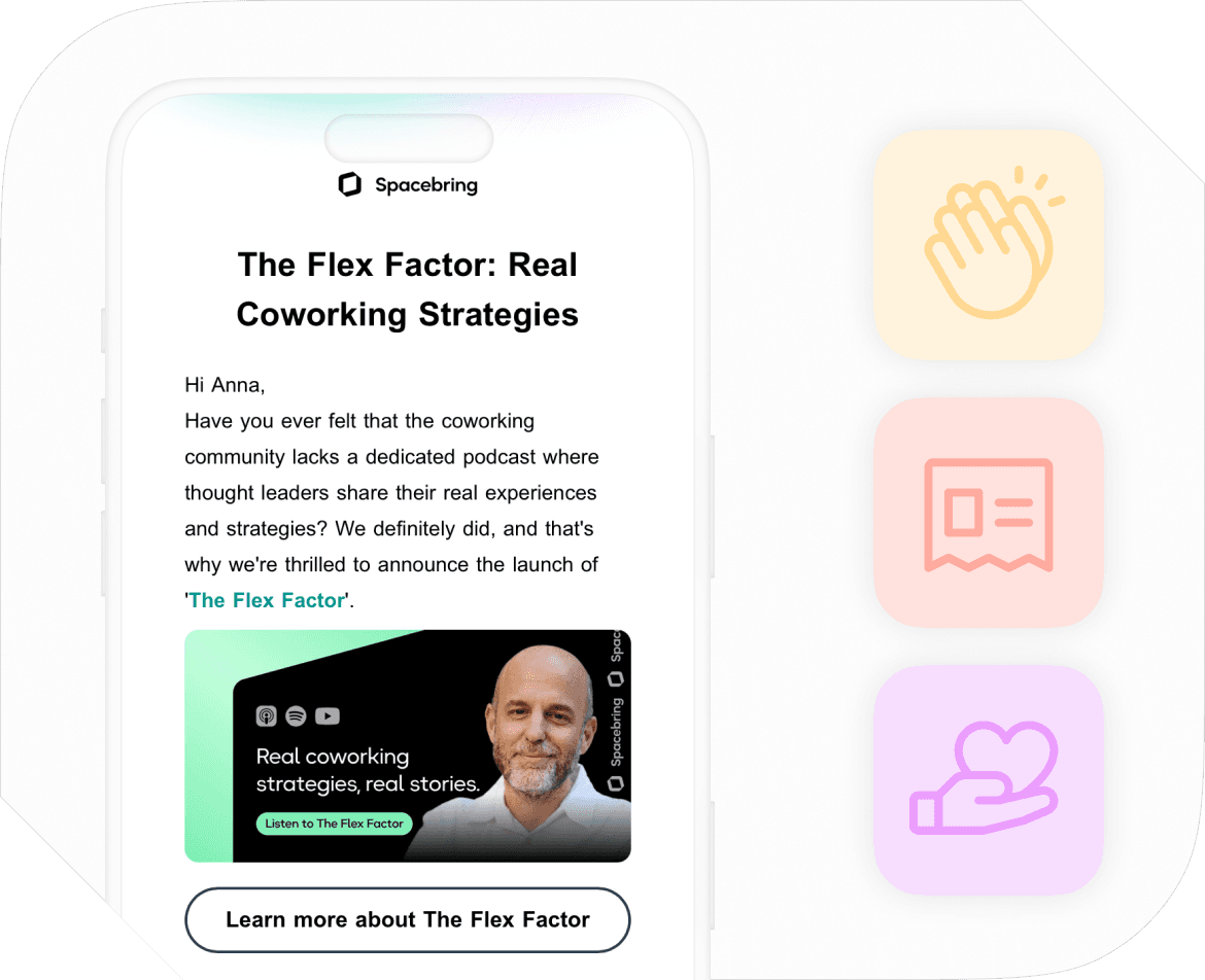 Screenshot of the Spacebring newsletter on the mobile version