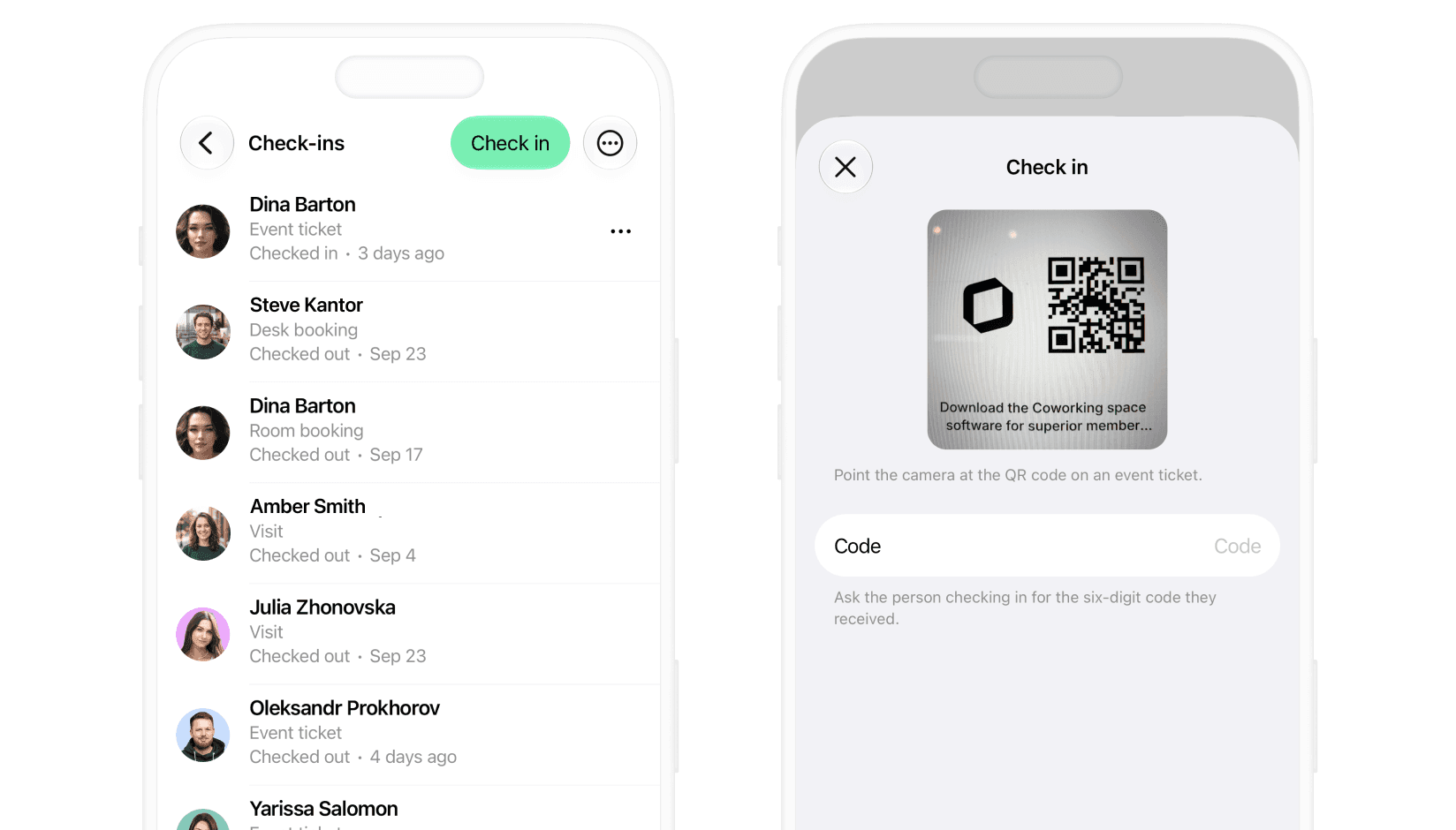 Check-ins and resources in the admin mobile app