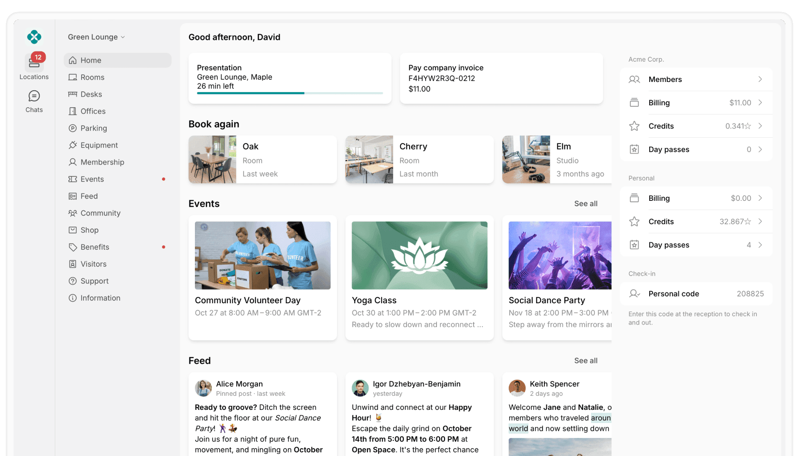 New location Home in the member web portal