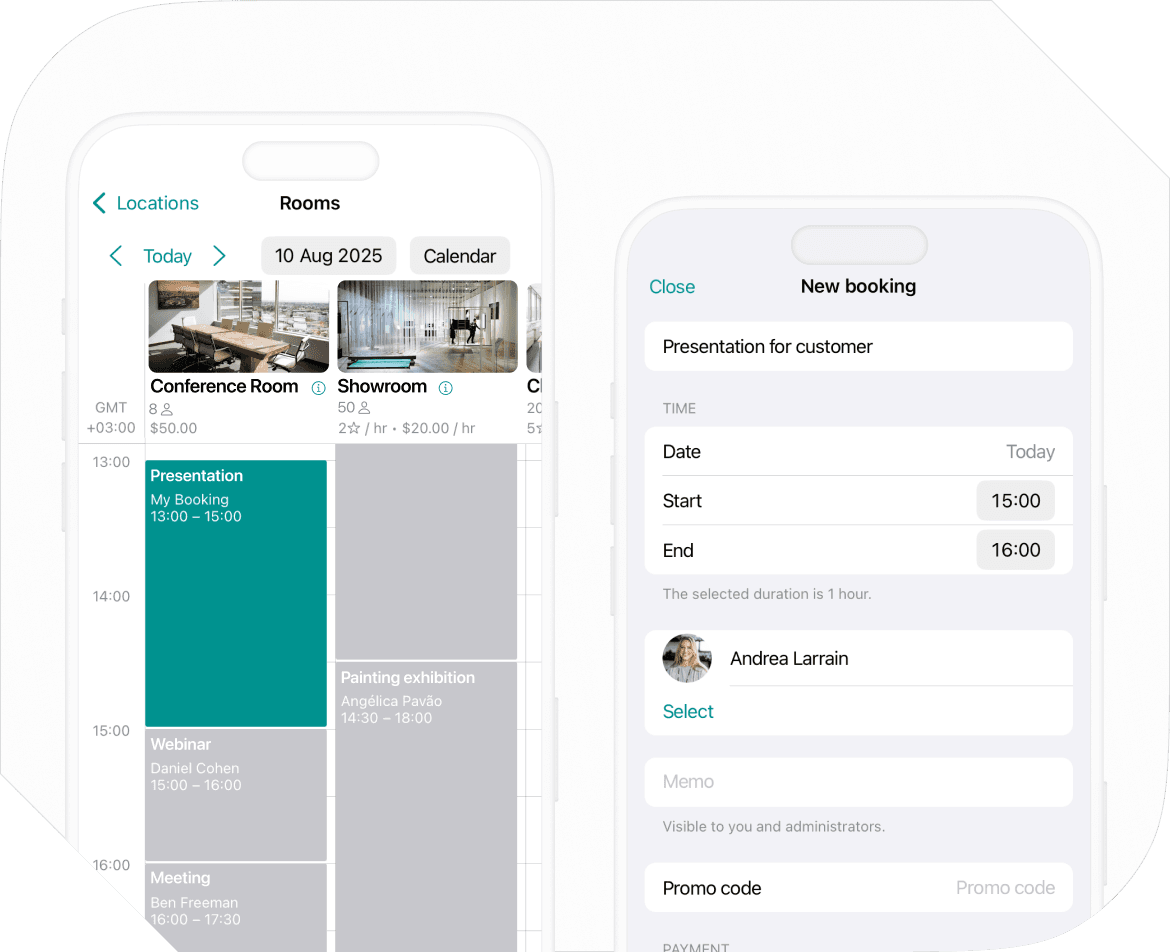 Booking process in Spacebring commercial property management software