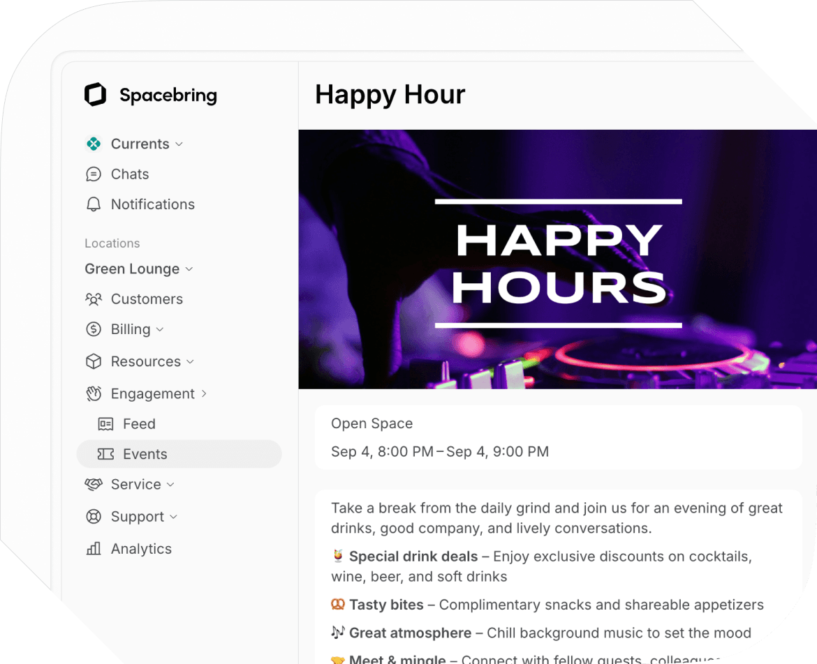 Chat and Feed for gaming coworking space community