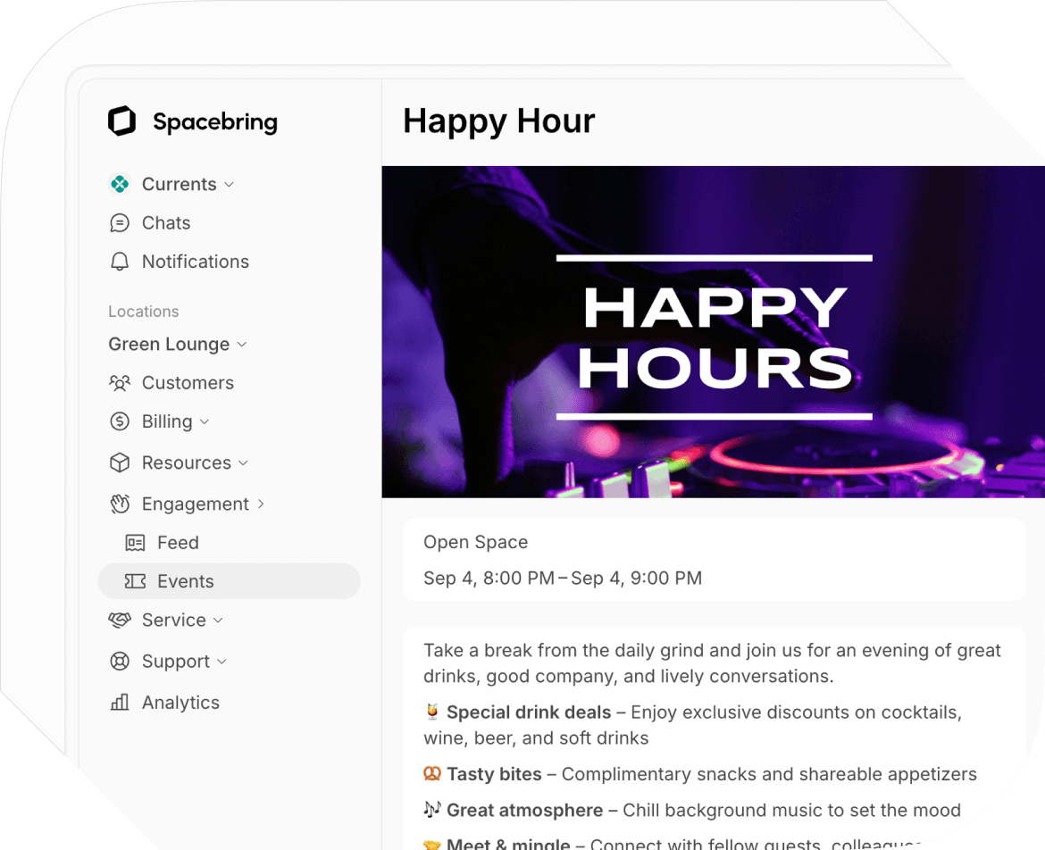 Chat and Feed for gaming coworking space community