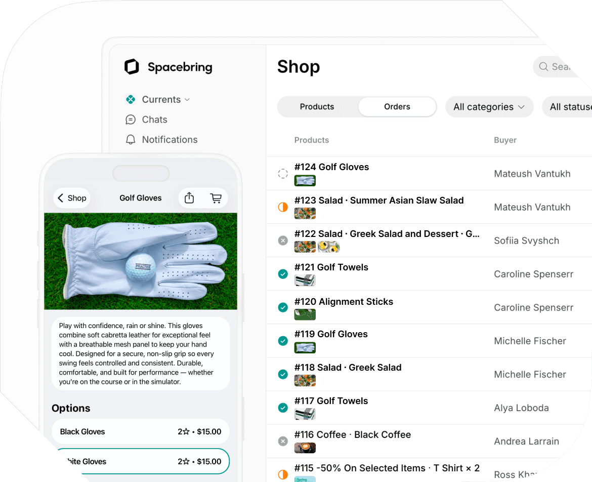 Shop feature in Spacebring golf simulator management software