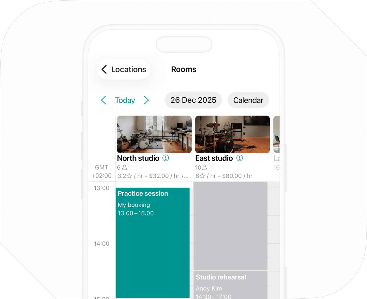 Booking software for music recording and podcast studios
