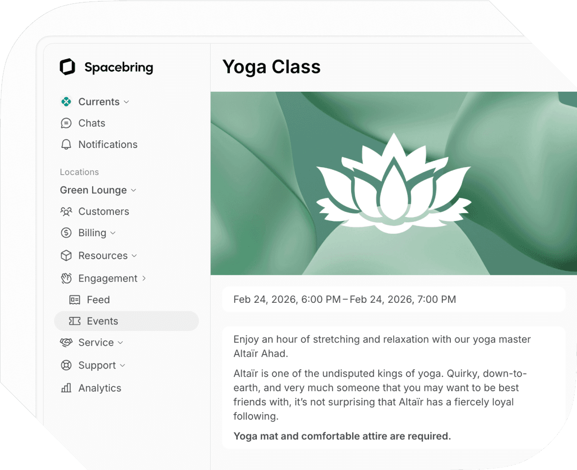 Managing yoga classes with Spacebring yoga studio management software