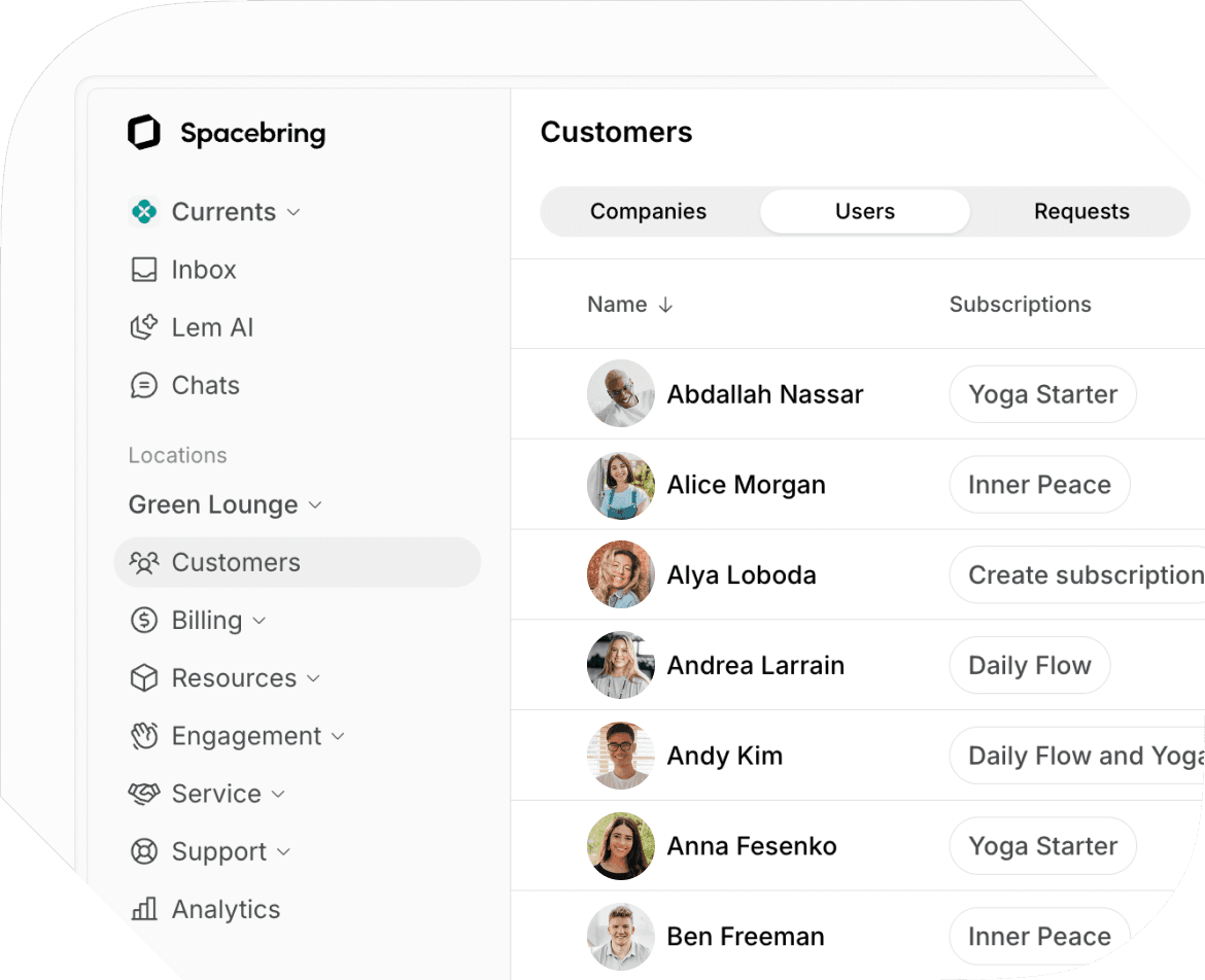 In-app yoga shop in Spacebring yoga management software